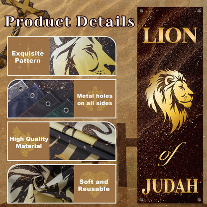 4Pcs Church Banners for Sanctuary Wall Welcome Religious Banners Hanging Backdrop Classic Lion King Lord Lamb Church Banner Scripture Bible Verses Exquisite Banner for Holiday Sunday School Decor
