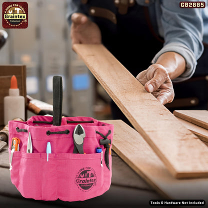 Graintex 18 Pockets Grab Bag Rip-stop Canvas Drawstring Closure, Small Part Organizer Pouch, Small Tools, Screws, Parts, Parachute Tool Bag for Efficient Storage - Pink
