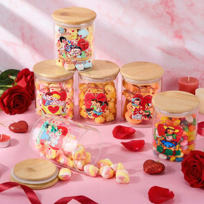 Yungyan 12 Set 17oz Glass Storage Jars with Airtight Lid Retro Vintage Candle Jars Containers Sets for Kitchen Candy Cookie Chocolate Tea, Sugar, Salt, Coffee(Valentine's Day)
