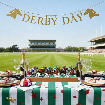 Yaocom Derby Party Decorations Metal Horse Racing Tabletop Sign Derby Birthday Decorations Horse Racing Table Centerpieces for Tiered Tray Office Home Shelf Mantel Indoor