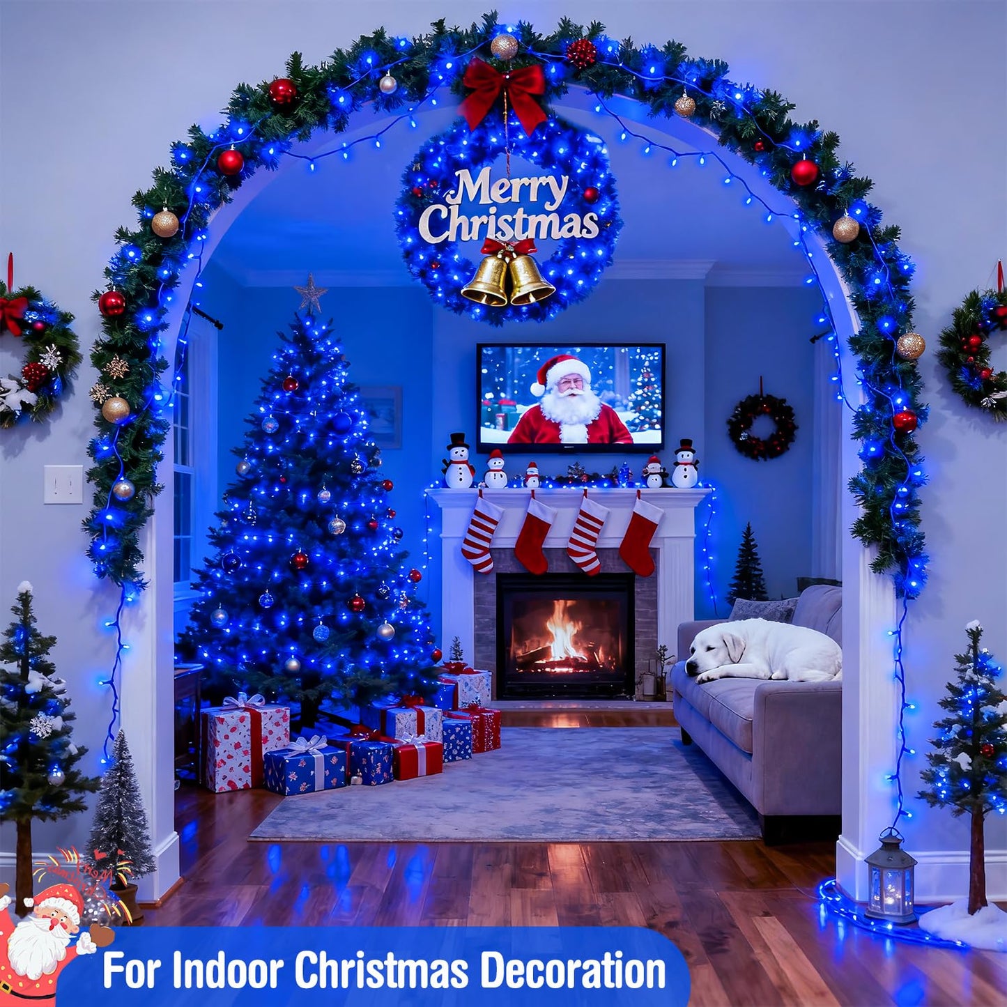 JMEXSUSS Blue 400 LED Christmas Lights Outdoor, 132ft Christmas Tree Lights with Remote, Indoor Blue String Lights Plug in for House Christmas Bush Decorations