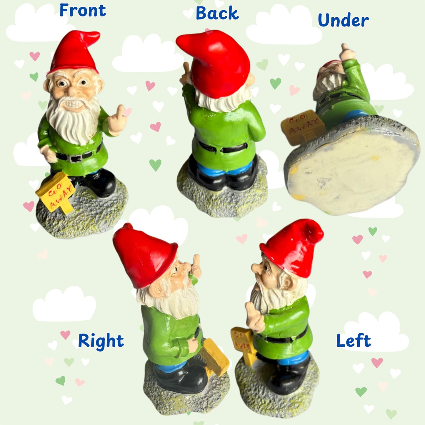 Go Away Gnome with Middle Finger, Gnome Flipping the Middle Finger, Garden Gnomes Decoration, Funny Gnomes Inappropriate, Christmas Lawn Ornaments, Outdoor Statues Decorations (Go Away, S)