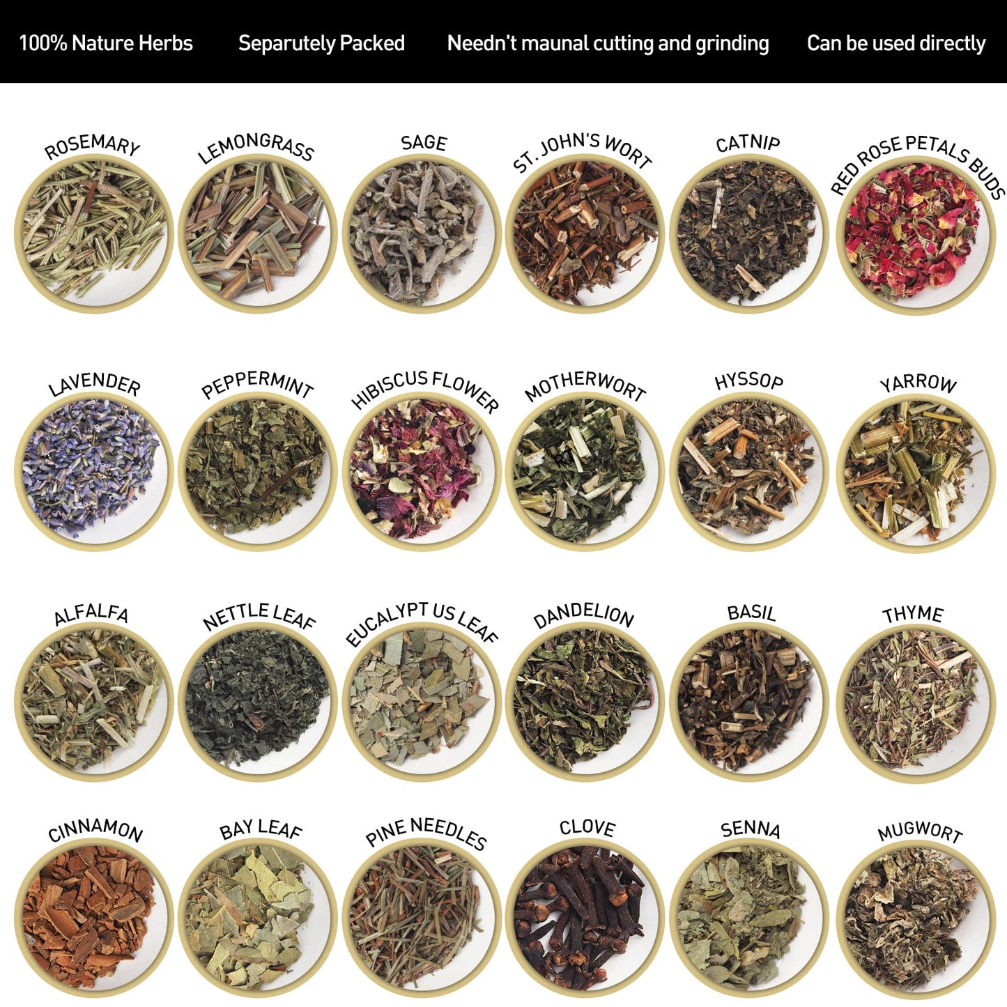 24-Pack Witchcraft Supplies Herbs and Flowers Kit for Witchy Beginners