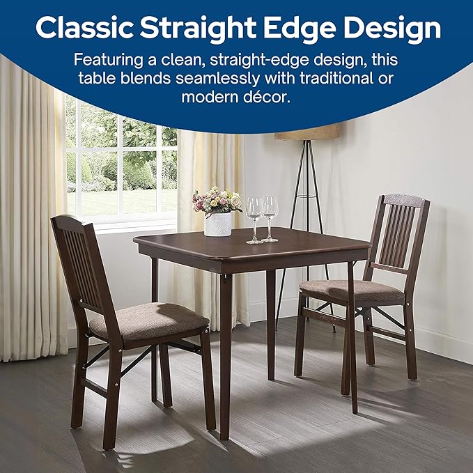 MECO Stakmore Classic Straight Edge Wood Folding Table, No Assembly Required