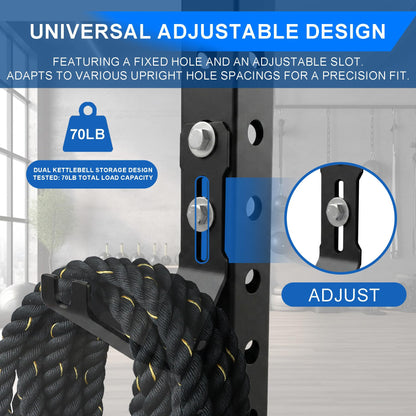 Lights Mountain Universal Battle Rope Storage Attachment, Heavy-Duty Steel Rack Mounted Hanger for Fitness Ropes & Resistance Bands, Adjustable Fits Most Power Cages, Home Gym Organization