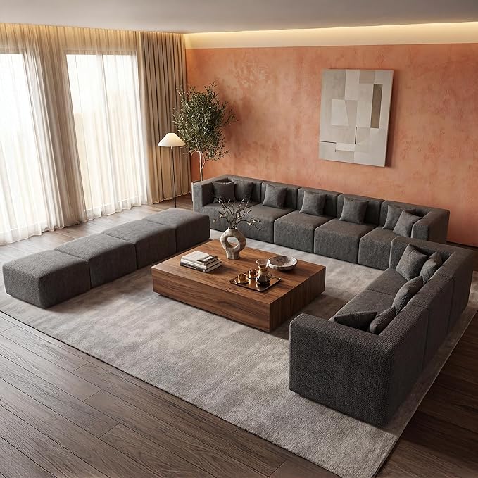 MONVANE Modular Sectional Sofa, Oversized 12 Seat Convertible U Shaped Couch