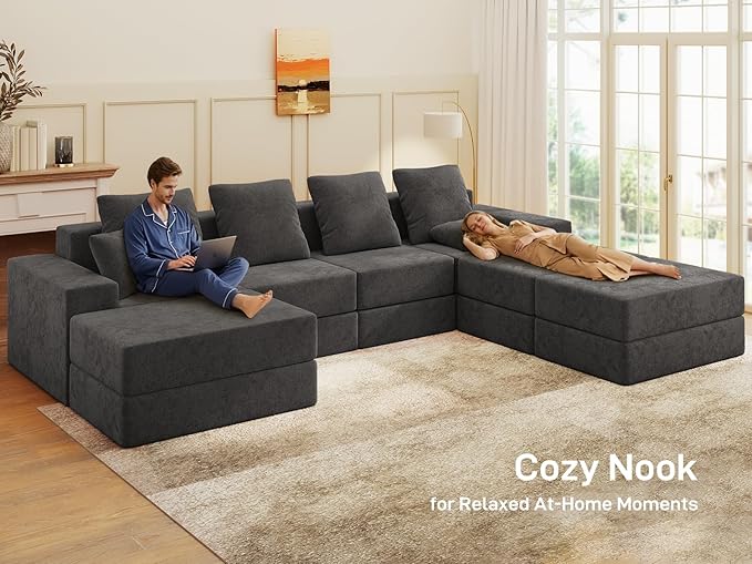 Living&Giving 128" U-Shaped Cloud Sectional Couch