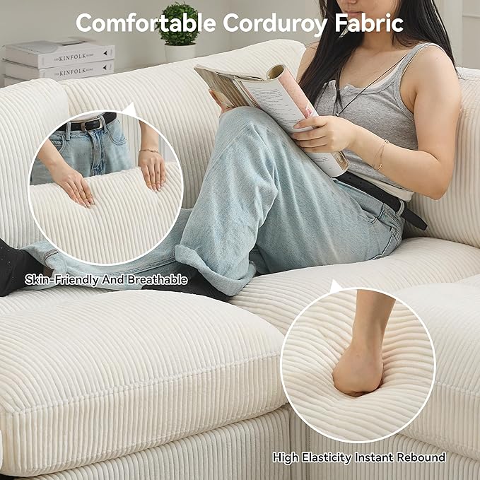 114'' Sectional 4 Seater Couch, Oversized Modular Couches