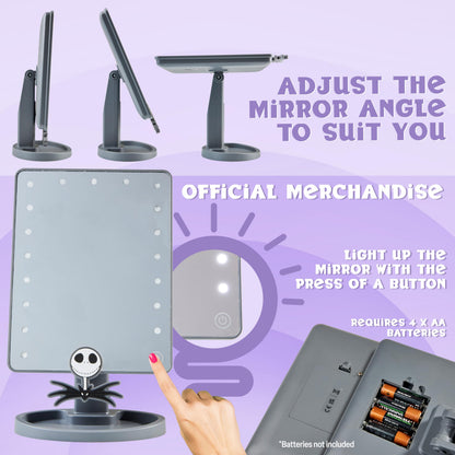 Disney The Nightmare Before Christmas LED Table Mirror for Girls, Teens, Women with Trinket Tray, Bedroom Decor, Gifts for Women (Grey)