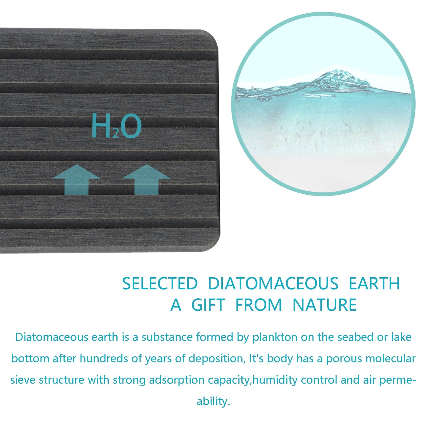 NiuYichee 2 PCS Water Absorbent diatomite Coasters, 8.3" x 4" Water Absorbing Stone Tray for Sink, Stone Drying mat for Kitchen Counter, Stone soap Tray Used for Hand Soaps & toiletries & Plants