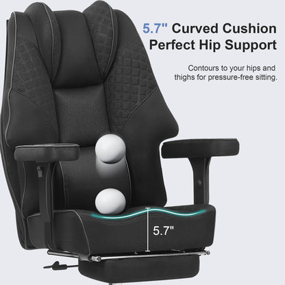 VECELO Big and Tall Office Chair 400lbs, Mesh High Back Computer Chair with Foot Rest, Ergonomic Desk Chair with Lumbar Support and Armrest, Black