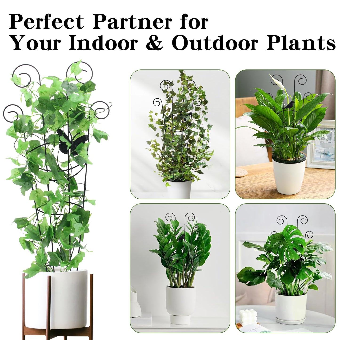 ZOUTOG Trellis for Climbing Plants Indoor 4 Pack 30 Inch,Rustproof Metal Garden Trellis for Potted Plants,Houseplant Support Indoor Outdoor for Ivy Pothos Monstera Hoya Flower Vines(Butterfly Shape)