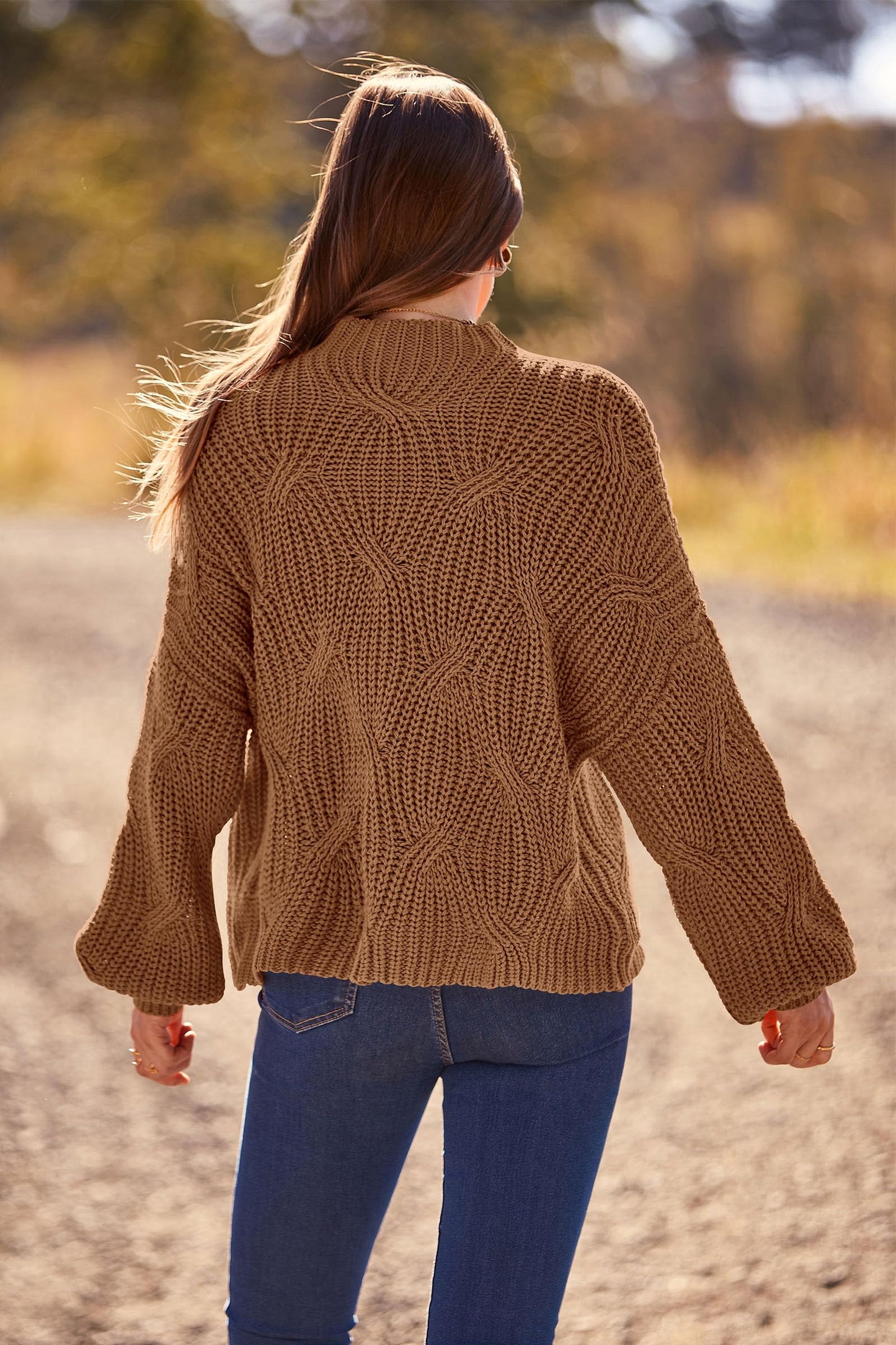 PRETTYGARDEN Women's Fall Oversized Pullover Sweaters Casual Crewneck Long Sleeve Chunky Cable Knit Tops Winter Clothing