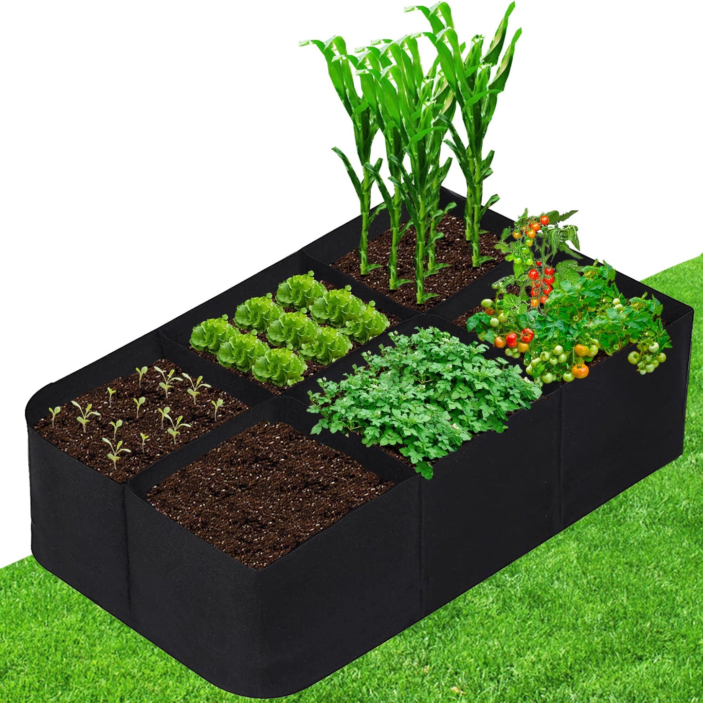 CJGQ Fabric Raised Garden Bed 4x2x1ft Garden Grow Bed Bags for Growing Herbs, Flowers and Vegetables 55 Gallon