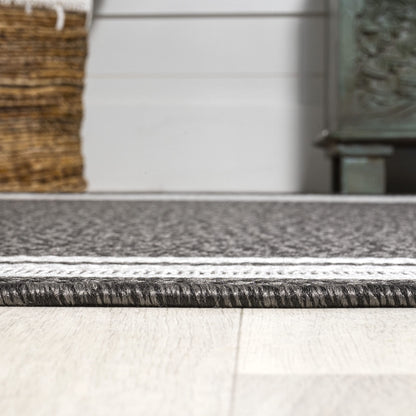 JONATHAN Y Border Stripe Indoor Outdoor Area Rug 8X10 Black/Cream, James Modern for Backyard, Patio, Porch, Easy-Cleaning, High Traffic, Pet-Friendly, Non-Shedding (SMB201C-8)