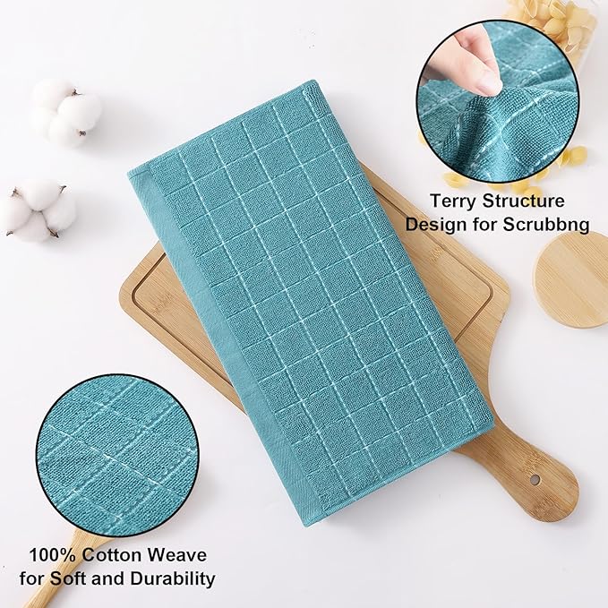 Homaxy 100% Cotton Terry Kitchen Dish Cloths, Ultra Soft and Absorbent Dish