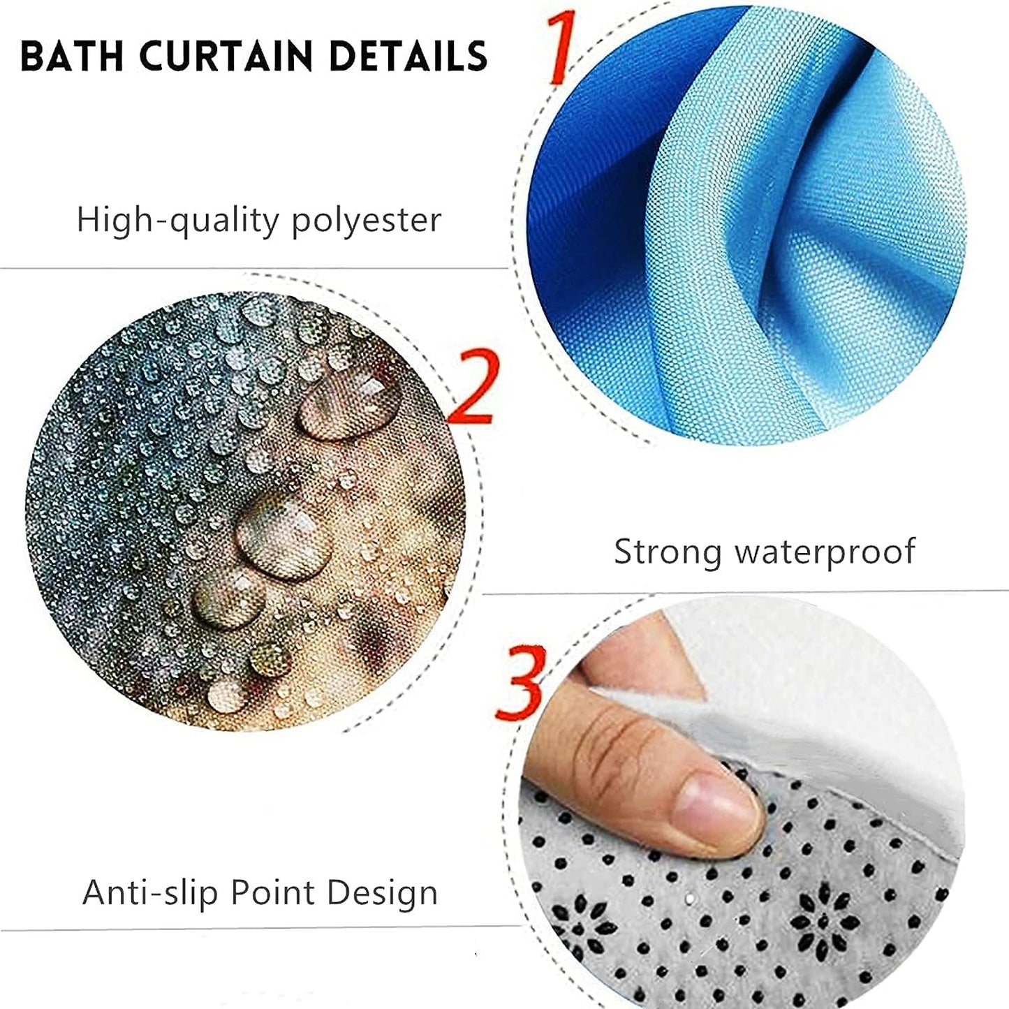 Yddsky Blue Rose Valentines 4 Pcs Shower Curtain Sets Non-Slip Rugs Bath Mat Toilet Cover U Shaped Mat Romantic Blue Bathroom Decor with 12 Hooks Valentines Day Bathroom Set