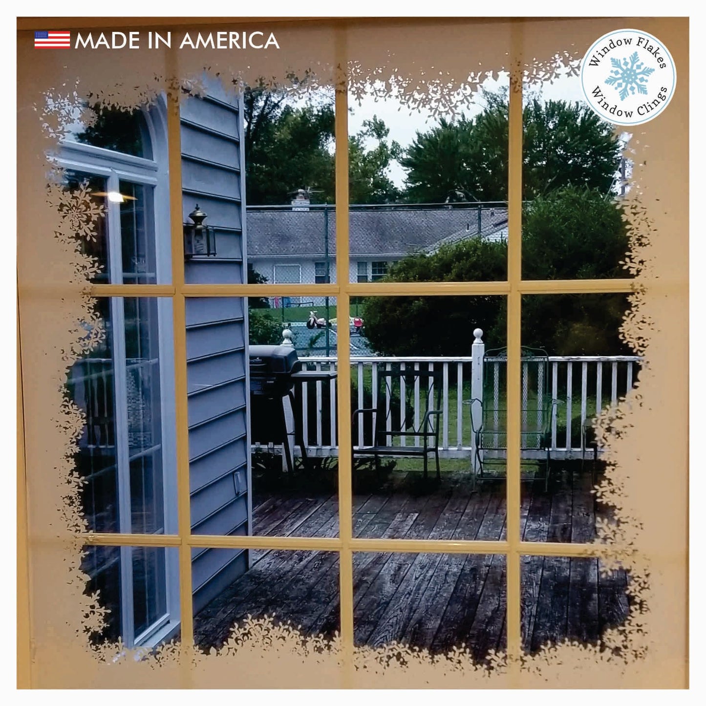 39" Christmas Window Cling Decal Window Sticker, Fluffy Snow Window Border Christmas Decoration, Home Decor, Reusable, Non-Adhesive, Holiday Window Stickers for Windows and Doors. Made in America.