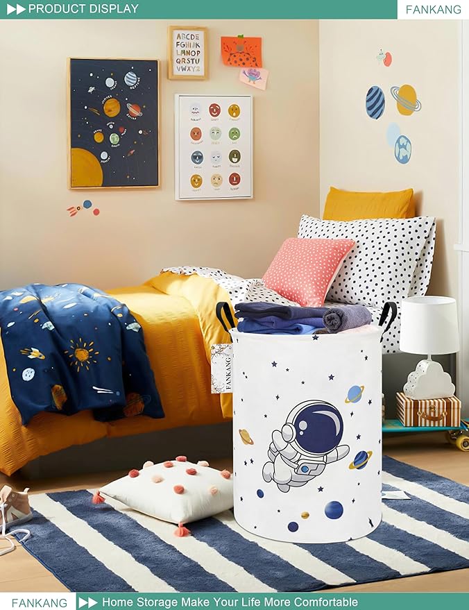 FANKANG Storage Basket, Nursery Hamper Canvas Laundry Basket Foldable