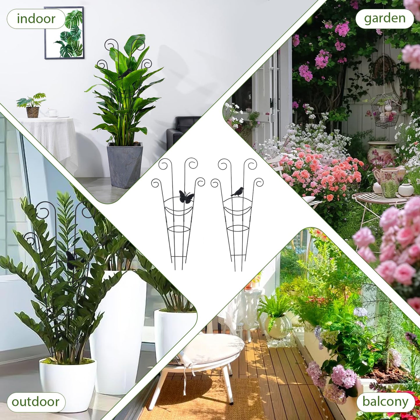 ZOUTOG Trellis for Climbing Plants Indoor 4 Pack 30 Inch,Rustproof Metal Garden Trellis for Potted Plants,Houseplant Support Indoor Outdoor for Ivy Pothos Monstera Hoya Flower Vines(Butterfly Shape)