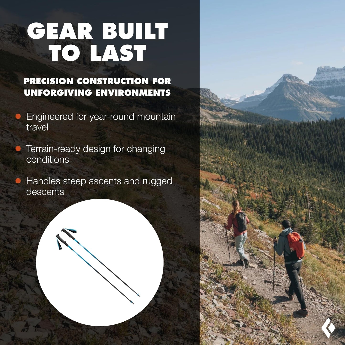 BLACK DIAMOND Distance Carbon Z Trekking Poles (Pair) | Ultralight Carbon Fiber | Z-Pole Folding Design | for Running & Hiking | Desert Sky | 110 cm