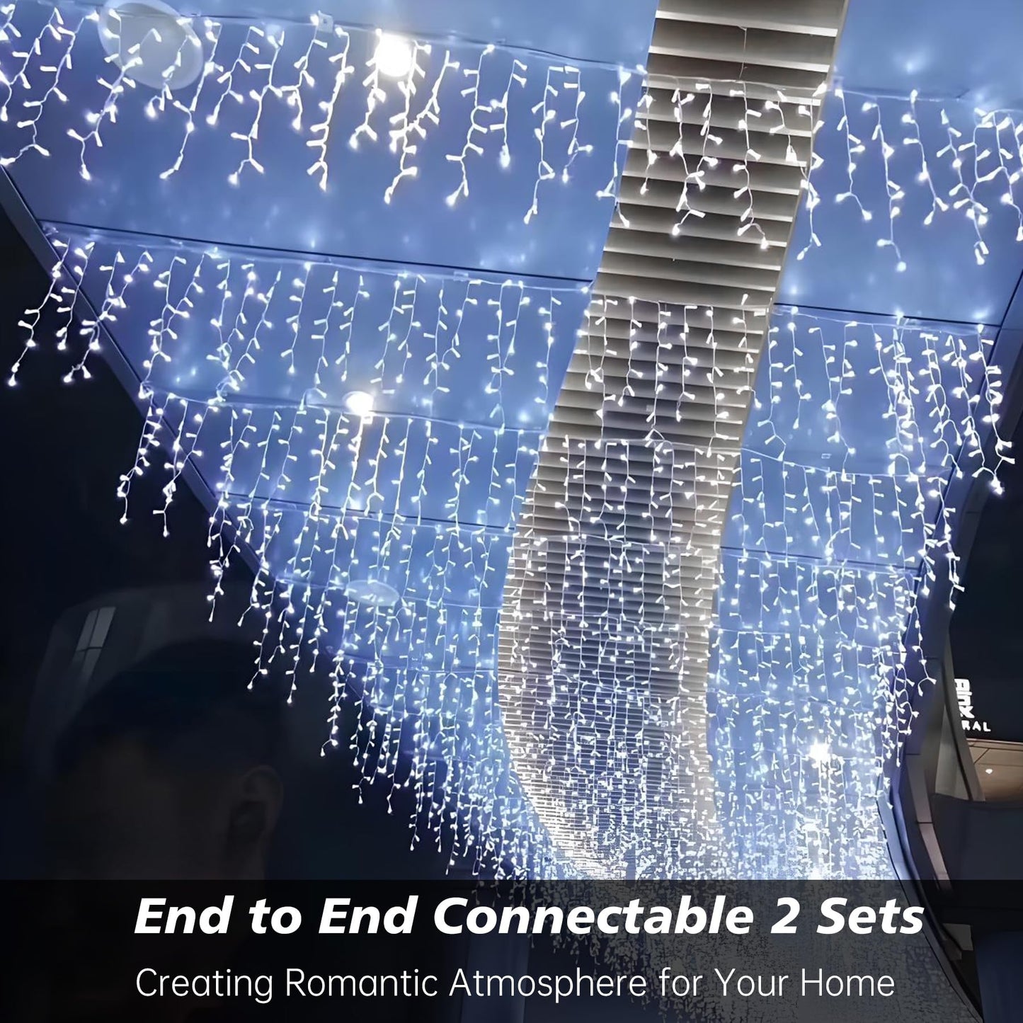 TOPPORTED Icicle Christmas Lights Outdoor,520 LED 49.2FT 8 Modes with 80 Drops Cool White Icicle Lights,Remote Control Outdoor Indoor Fairy String Lights for Christmas Party,Holiday Decorations