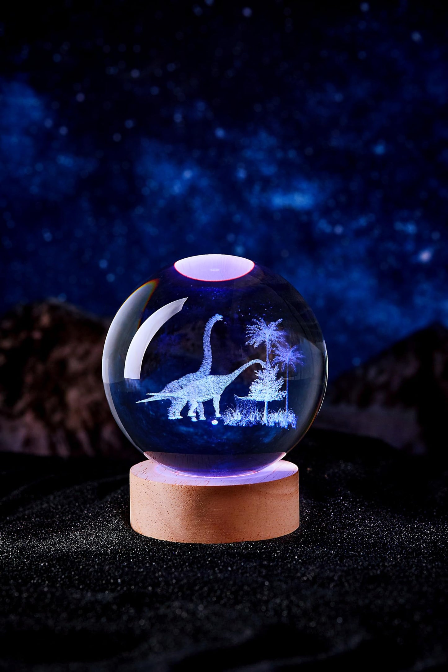 LGY3DLight 3D Dinosaur Crystal Ball Lamp with Remote Control, 3.15 inch Crystal Night Light with Wooden Base 16 Colors Change, Glass Figurine Lamp Gift for Girls Boys Wife Girlfriend Mom (Dinosaur)