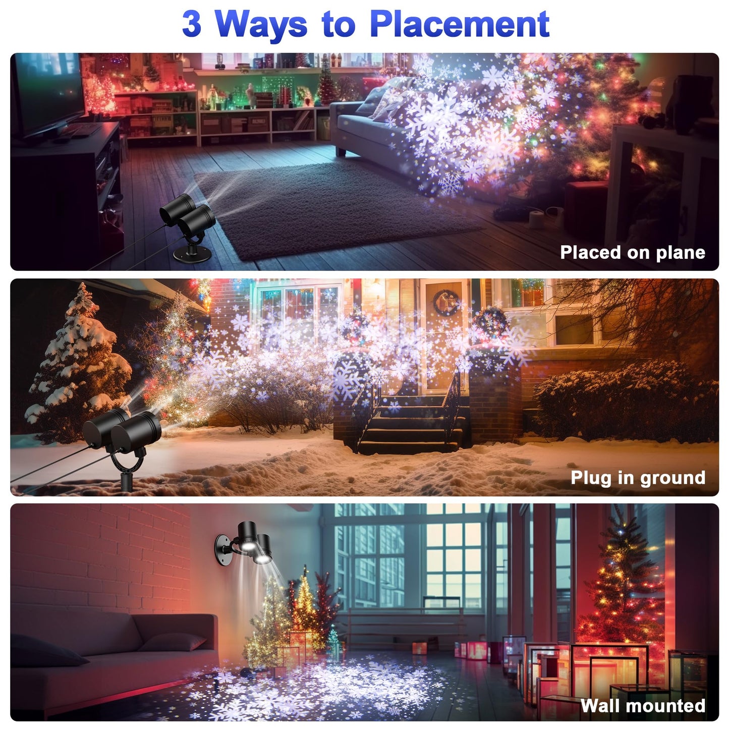 2025 MuliVid Christmas Projector Lights Outdoor, Double Head Snowfall LED Lights Waterproof, Outdoor Christmas Snowflake Projector Light for Xmas Holiday Party, Patio, Garden Decoration
