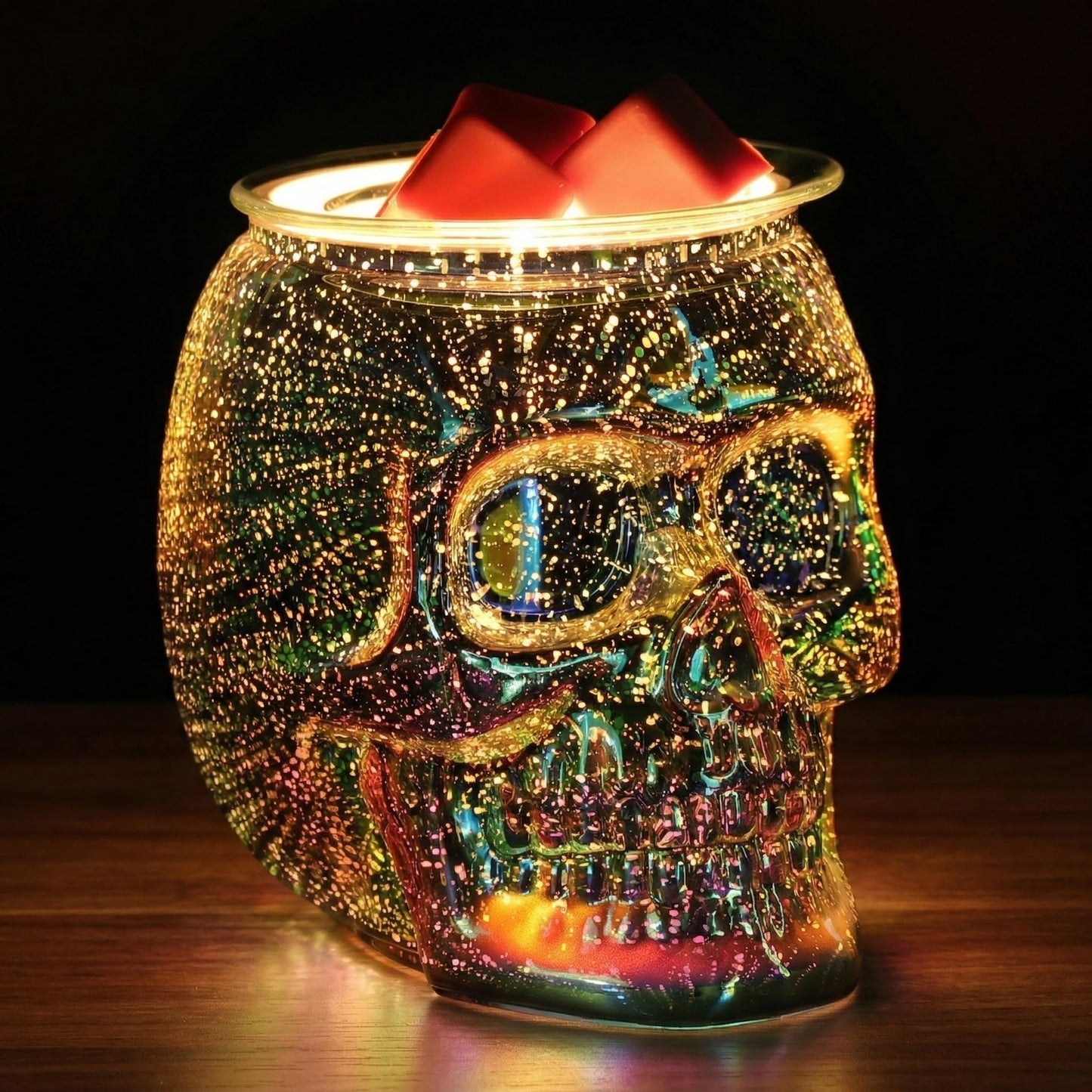 Threeight Skull Wax Melt Warmer Electric, Gothic Home Decor Night Light, Wax Burner for Scented Wax, Unique 3D Rainbow Skull Gifts