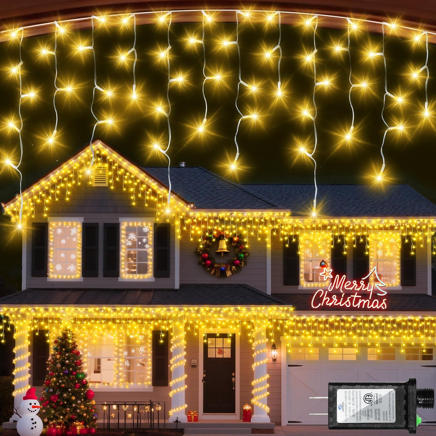 670 LED 66ft Christmas Lights with 148 Drops, 12 Lighting Modes Warm White Christmas Decoration Twinkling Lights Dimmable, Timer Outdoor Waterproof Fairy Lights for Indoor Garden House Eaves Roof