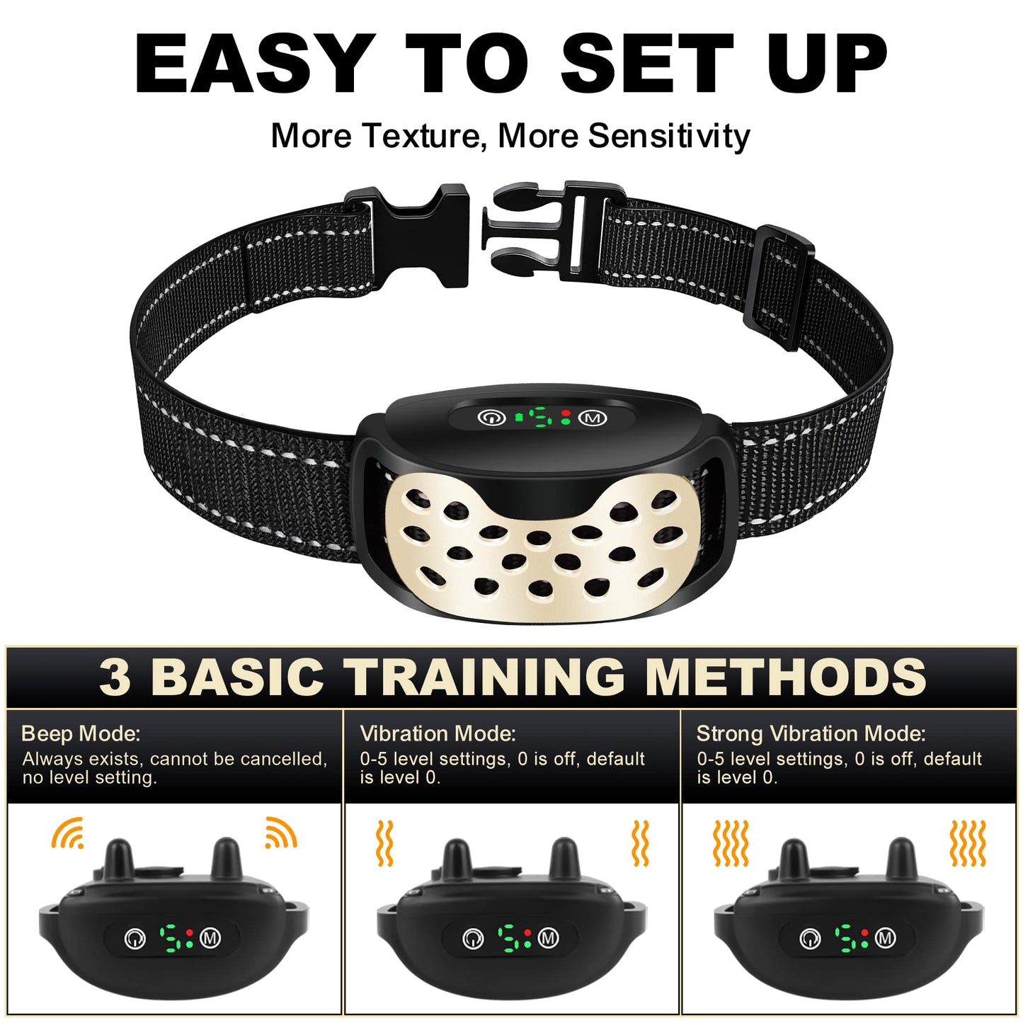 Anti Barking Dog Collars, Bark Collar Stop Dog Barking with Vibration & Beep Modes Harmless Training Dog Collar for Small Medium Large Dogs No Bark Collar Rechargeable IP67 Waterproof Humane