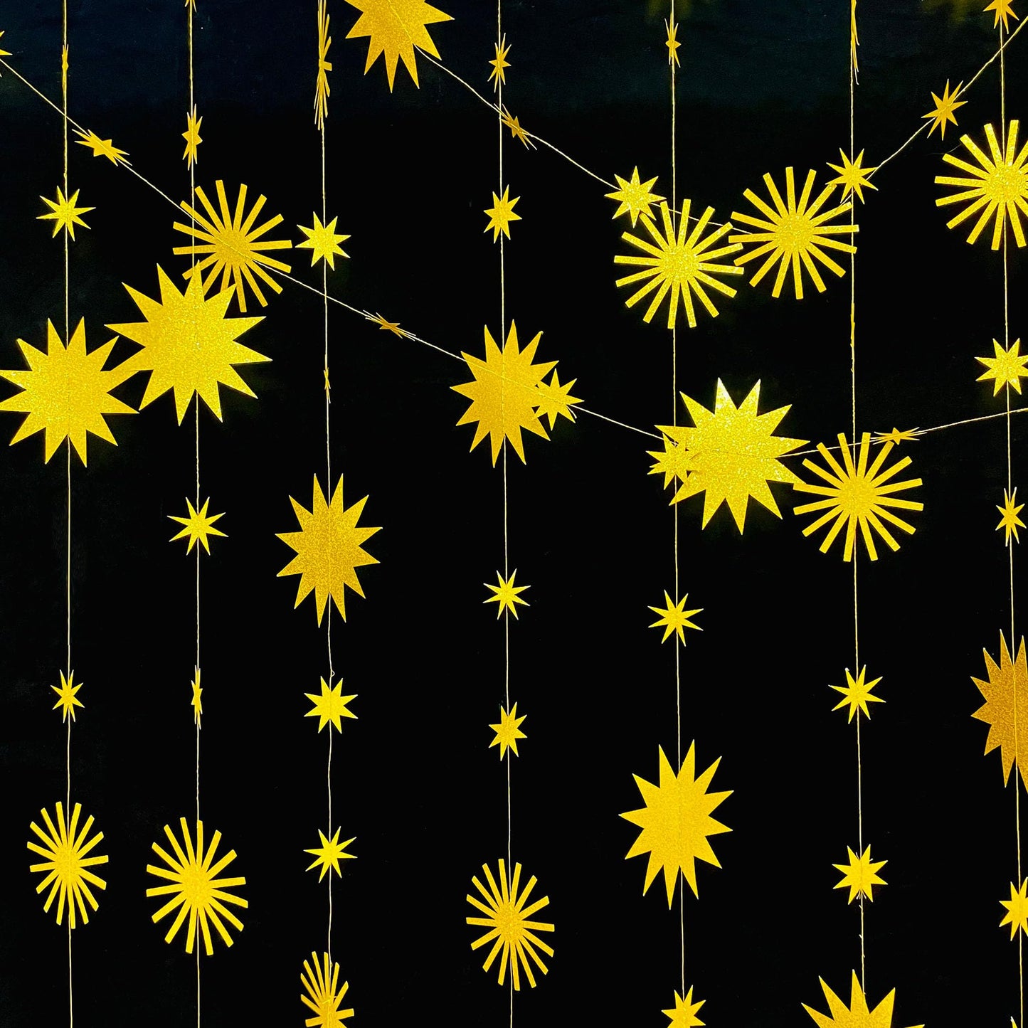 pinkblume Gold Star Party Decorations Kit Sparking Twinkle Star Garland Glitter Paper Streamer Banner for Birthday Wedding Bridal Baby Shower Nursery Kids Room Holiday Showcase Decorations Supplies