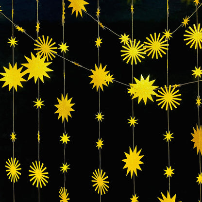 pinkblume Gold Star Party Decorations Kit Sparking Twinkle Star Garland Glitter Paper Streamer Banner for Birthday Wedding Bridal Baby Shower Nursery Kids Room Holiday Showcase Decorations Supplies