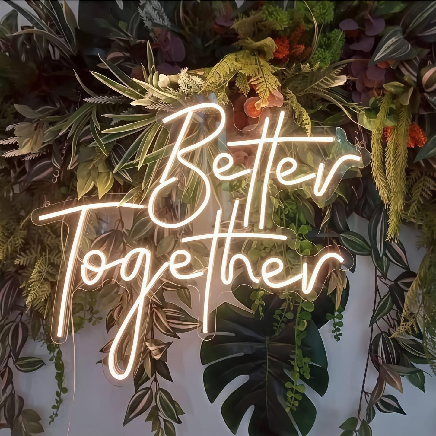 Better together Neon Signs for Wall Decor Neon Wall Art Acrylic LED Lights with Hanging Chain Light Up Signs for Bedroom Decor Man Cave Bar Pub Wedding Party 5V USB Operated Dimmable