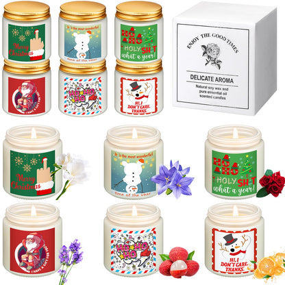 Conelist 12 Pcs Funny Christmas Scented Candles Xmas Funny Gifts for Women Offensive Candles Holiday Creativity Christmas Decor 3.5 oz Soy Wax Candle for New Year Give to Colleagues and Friends
