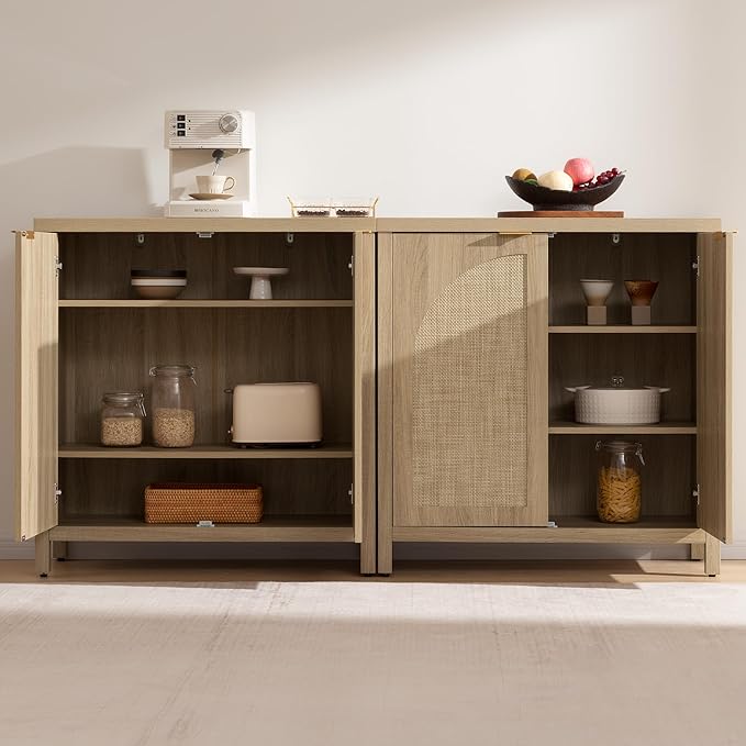 SICOTAS Rattan Sideboard Buffet Cabinet