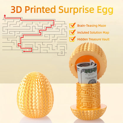 Maze Egg Money Puzzle Box - Hidden Compartment Brain Teaser Toy with 4 Logic Challenges - Portable Travel Sensory Activity for Kids & Adults, Graduation Birthday Gift
