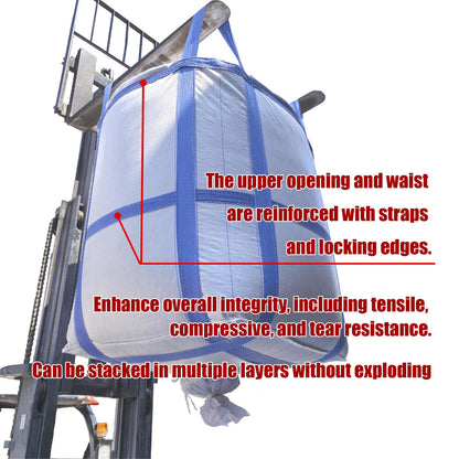 8Pack Aolikebao FIBC Bulk Bag,2 Ton Bag,35.4"L x 35.4"W x 43.3"H,4400lbs SWL Safty Factor 3:1,Woven Polypropylene Bags,Duffle Top #-Shaped Spout Bottom