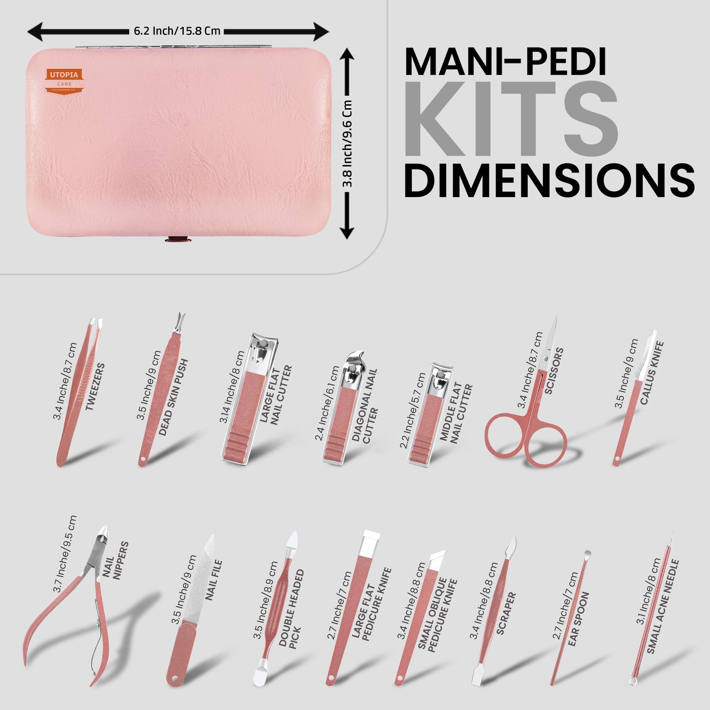 Utopia Care Nail Clippers Professional Nail Kit or Manicure Kit for Women and Men, Stocking Stuffers or Groomsmen Gifts 16Pcs Pedicure Set for Fingernail, Toenail Clippers with Travel Case