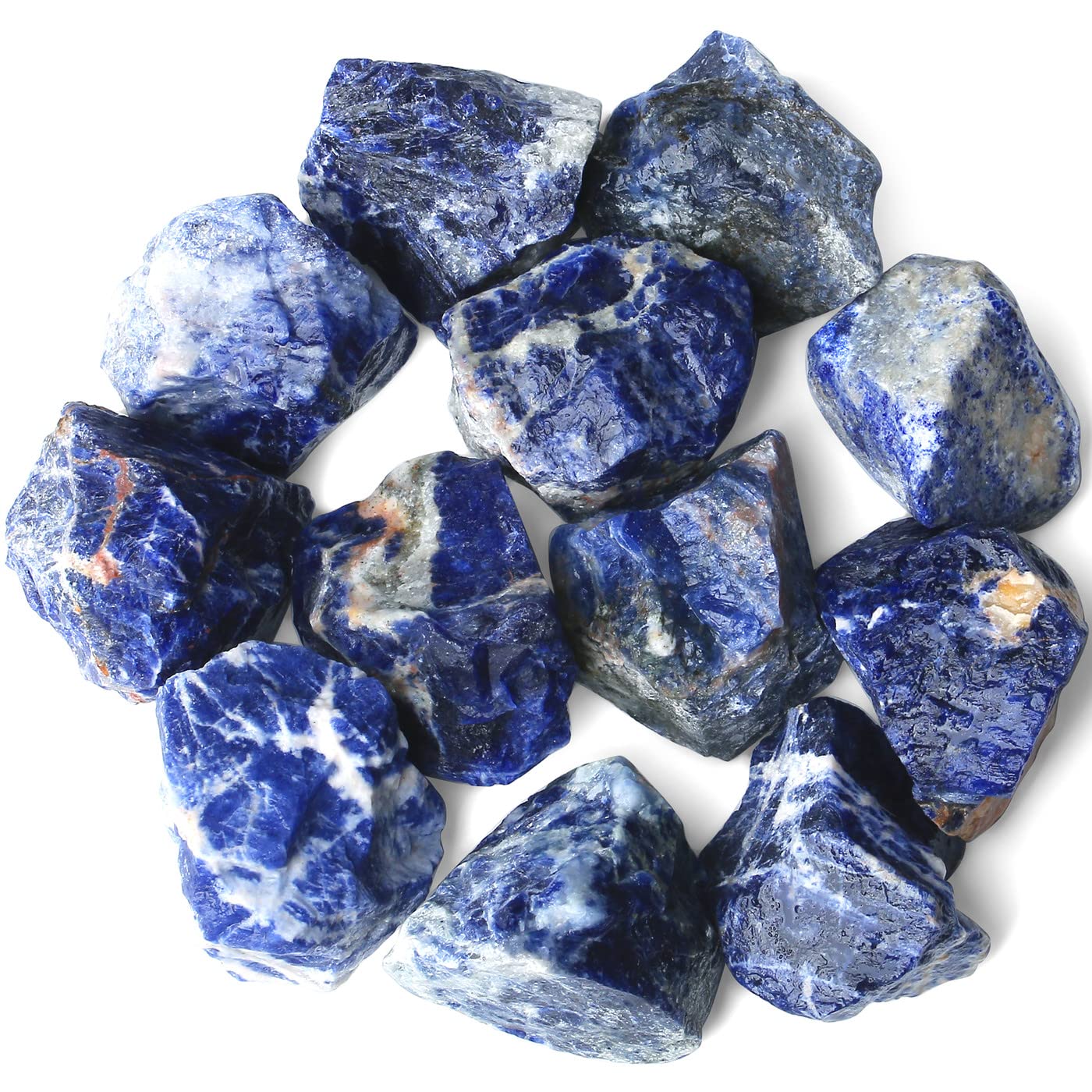 QINJIEJIE 0.9Lbs Blue Sodalite Raw Crystals Natural Stones Bulk Large 1" Rough Rocks Reiki Gemstones Fountain Landscape Rocks for Tumbling Cabbing Polishing Wire Wrapping Wicca Decoration