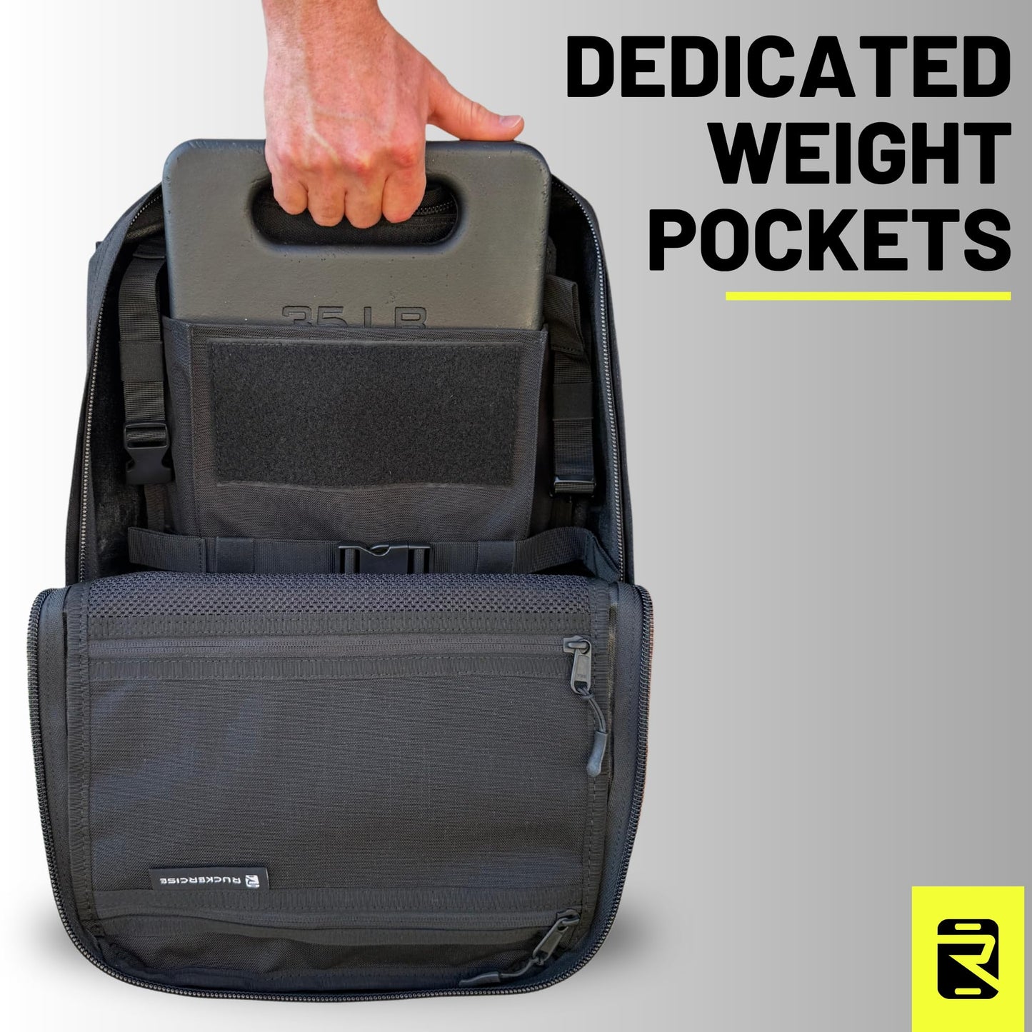 Ruckercise Rucking Backpack - Ridge 21L Rucksack, Engineered for Rucking, Ruck Pack, Weight Plate Backpack, Extra Padding for Running, Walking, Strength Training, Compatible with Yes4All Ruck Weight