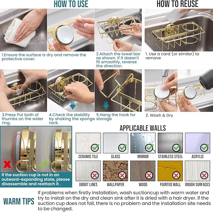TAILI 4-in-1 Sponge Holder for Kitchen Sink