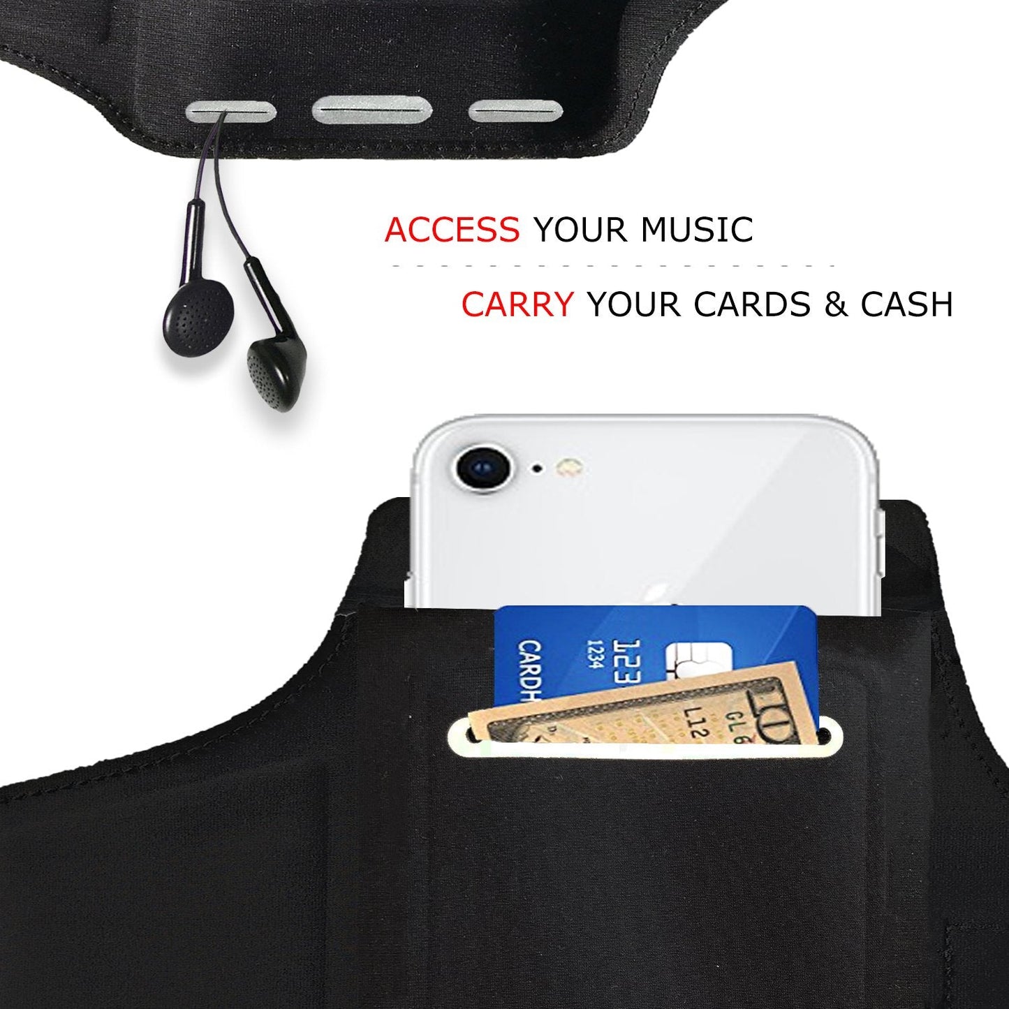 RevereSport Waterproof Armband for iPhone Pro Max 17/16/15/14/13/12 Plus/Air with Extra Pockets for Keys, Cash and Credit Cards. Running Phone Arm Holder for Sports, Gym Workouts and Exercise