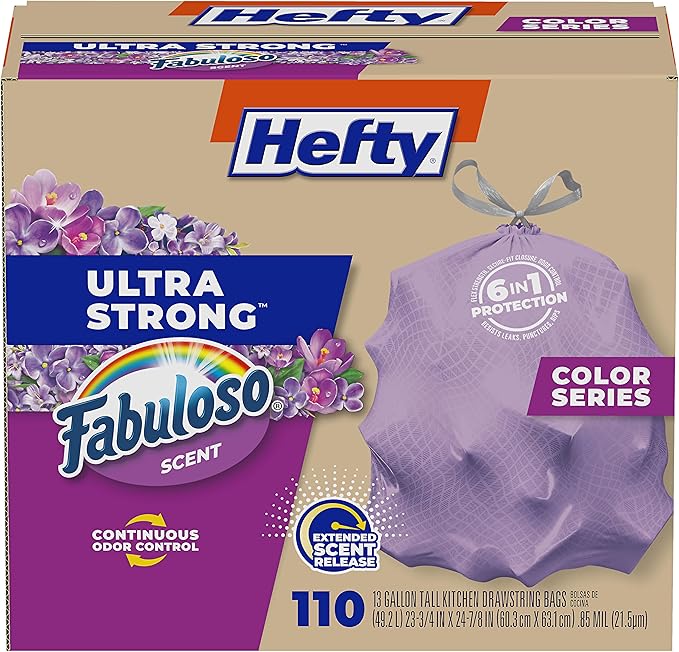 Hefty Ultra Strong 13 Gallon Trash Bags, Tall Kitchen Trash Bags 13 Gallon Size