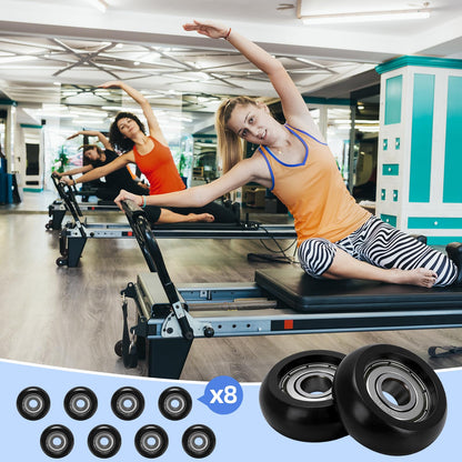 stufool 8 Pcs Pilates Reformer Machine Wheels Compatible with Aero Pilates Reformer, Pilates Machine Wheels, Smooth and Quiet Glide, Easy to Install