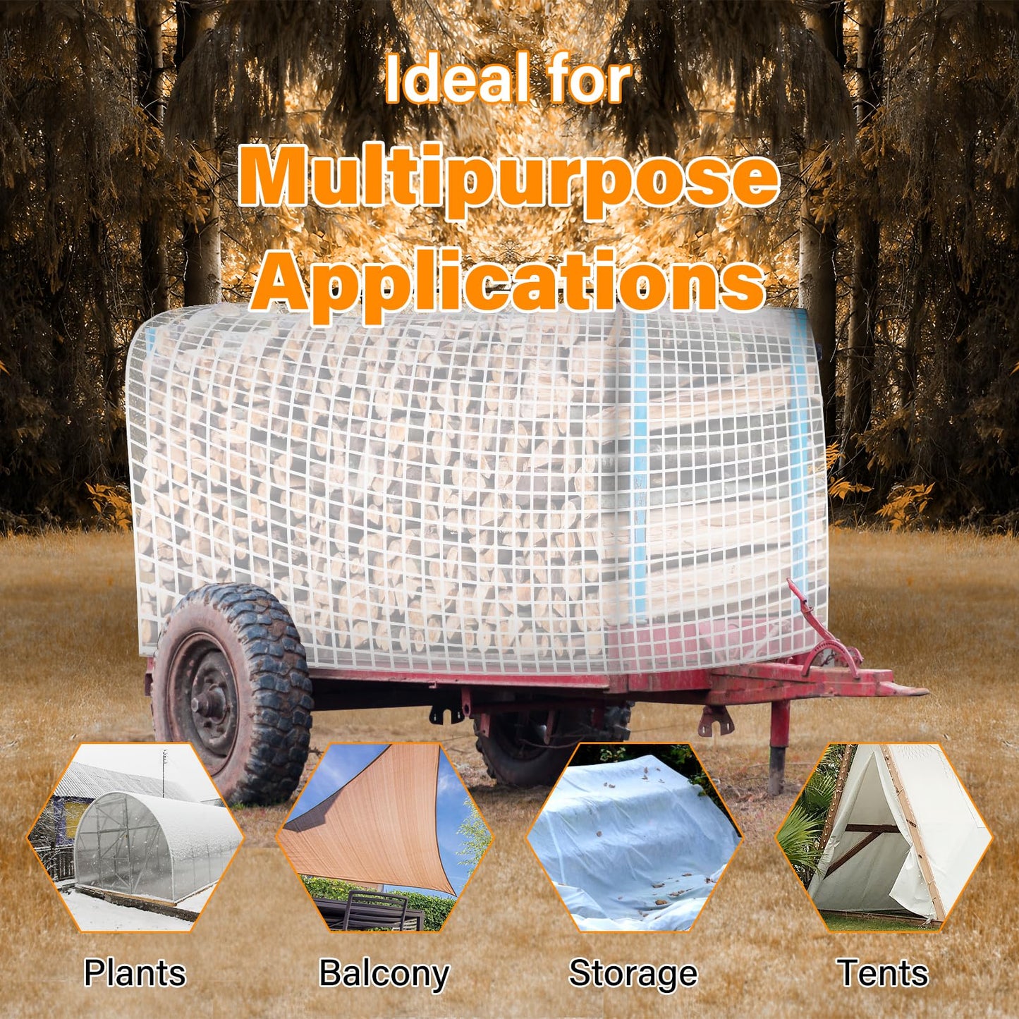 16 Mil Greenhouse Cover,Clear Plastic Tarps Heavy Duty Waterproof 20x30FT,UV Resistant Poly Clear Tarps with Grommets, Greenhouse Heavy Duty Tarp for Gardening, Farming, Nursery, Garden