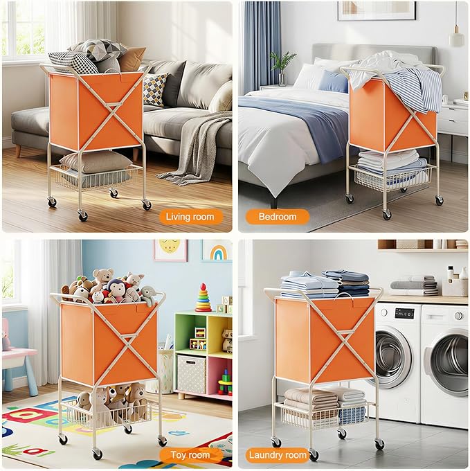 Convenient Laundry Basket with Wheels, Heavy Duty Dirty Clothes Laundry Hamper