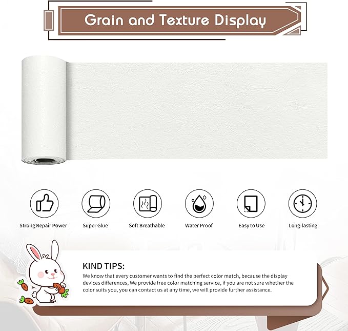 KING MOUNTAIN Leather Repair Patch, 4 x 63 Inches self Adhesive Leather Repair