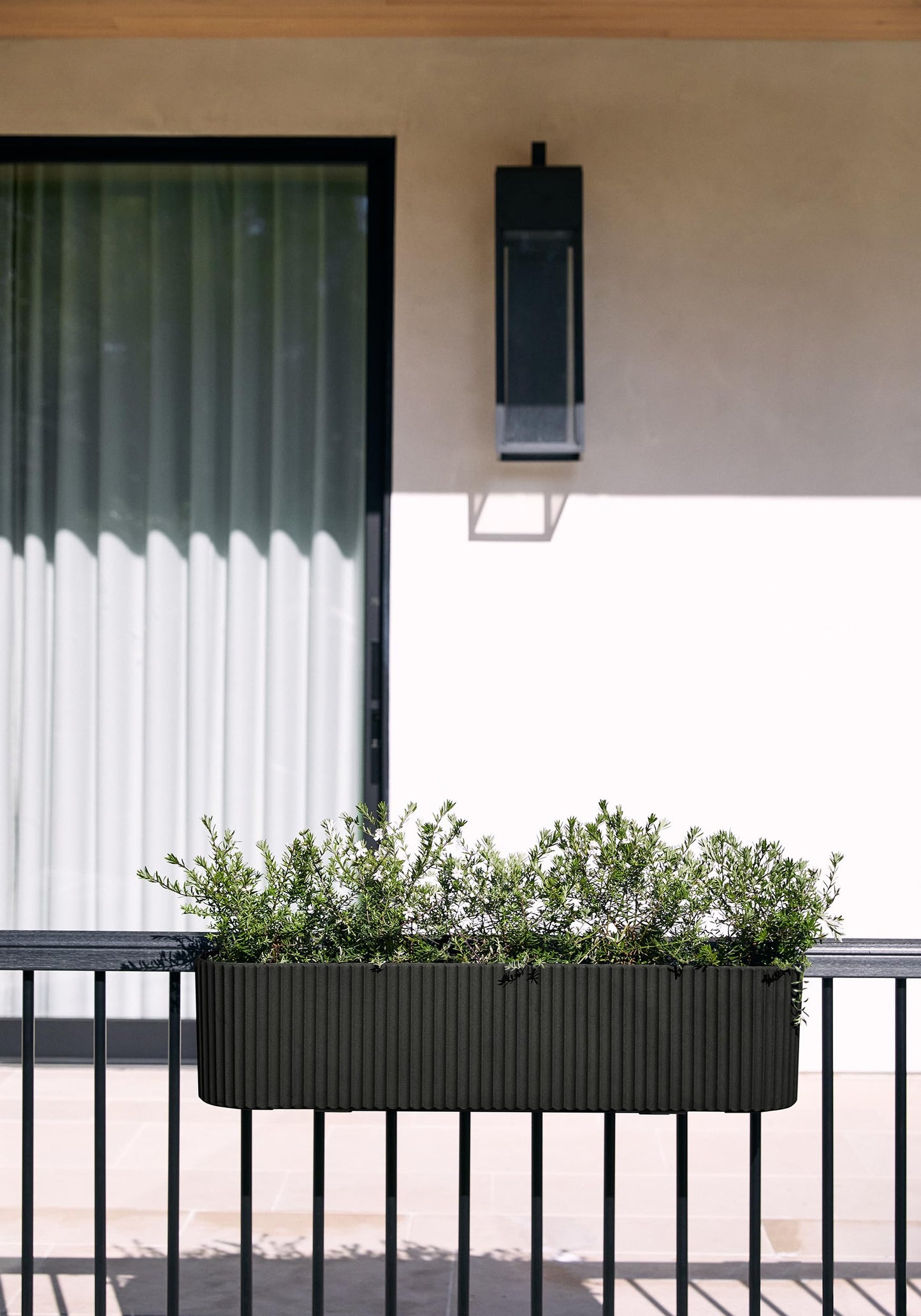 Veradek Demi Series Railing Planter - Hanging Planter Box for Windowsill/Balcony | Plastic-Stone Composite w/Railing Bracket | Modern Décor for Flowers