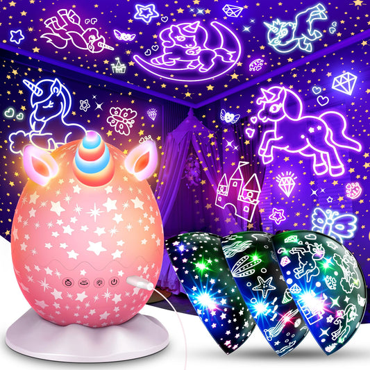 Unicorn Night Light Kids Toys 3 in 1 Unicorns & Starry Sky & Sea World Nights Lights Projector for 3 4 5 6 7 8 9 10 11 12 Year Old Girls, Birthday Gifts for Kids 3-12 Night Lamp for Bedroom